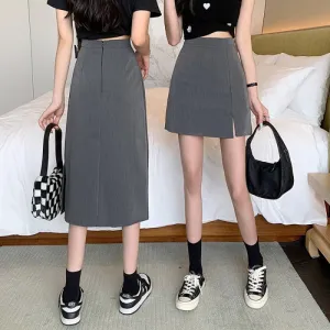 High-Waisted Zipper Split Slimming Bodycon Skirt