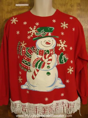 Huge Snowman 80s Retro Funny Novelty Christmas Sweatshirt