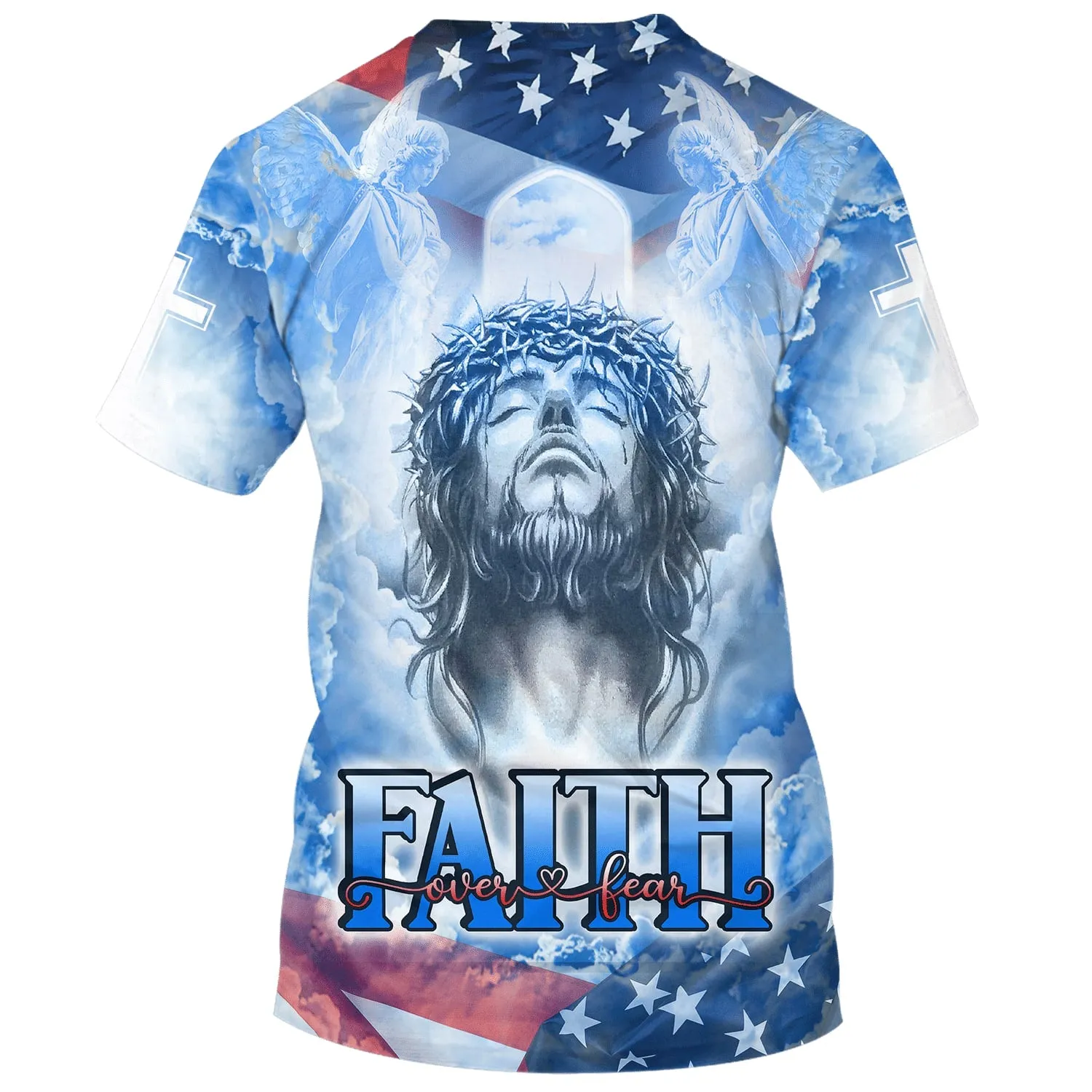 Jesus Faith Over Fear 3d Shirts - Christian T Shirts For Men And Women