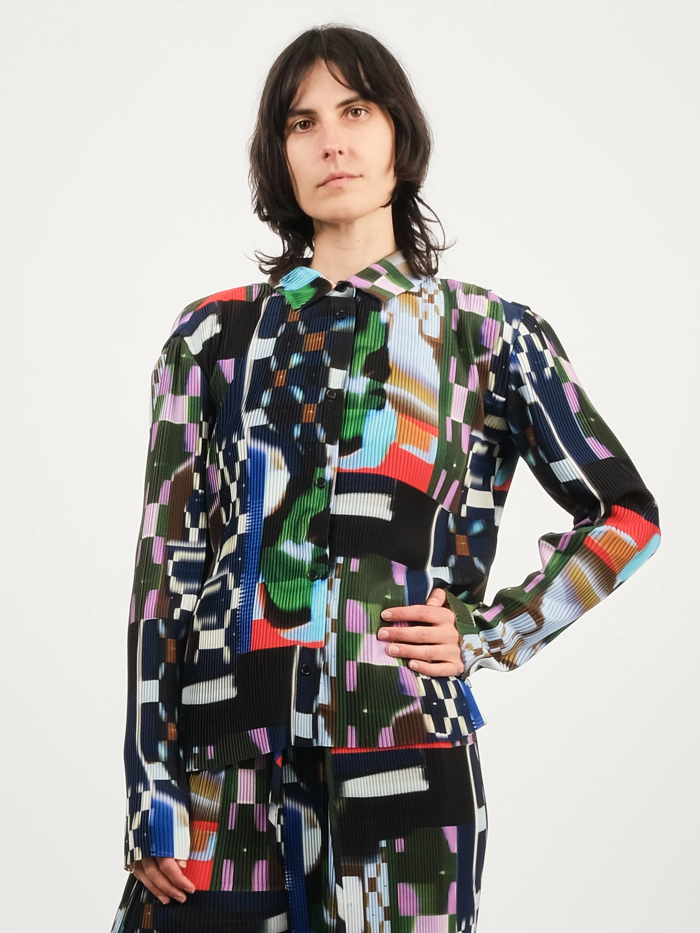 Kaleidoscope Tetris Knight Plisse Shirt