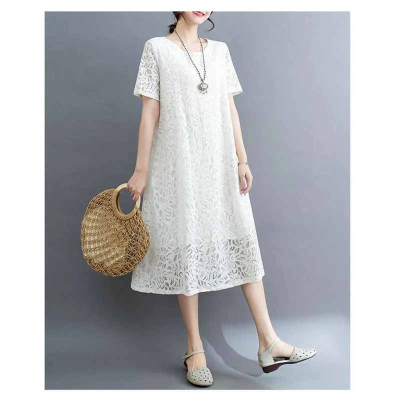 Lace Plus Slimming Round Neck Quality Dress