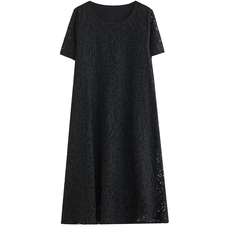 Lace Plus Slimming Round Neck Quality Dress