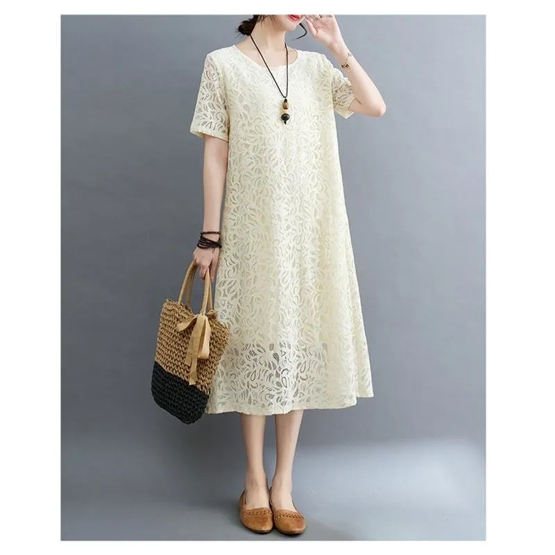 Lace Plus Slimming Round Neck Quality Dress