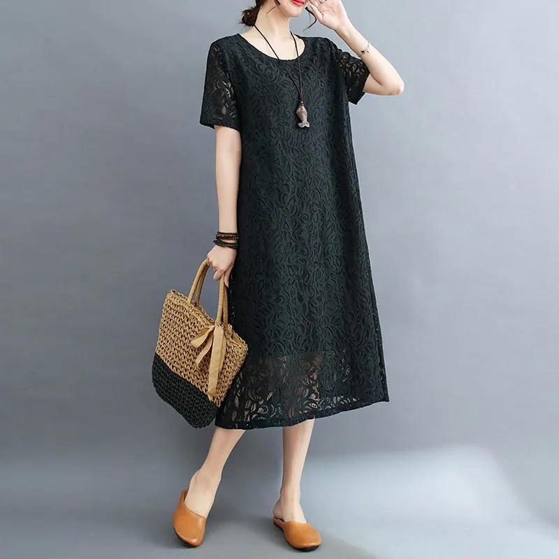 Lace Plus Slimming Round Neck Quality Dress