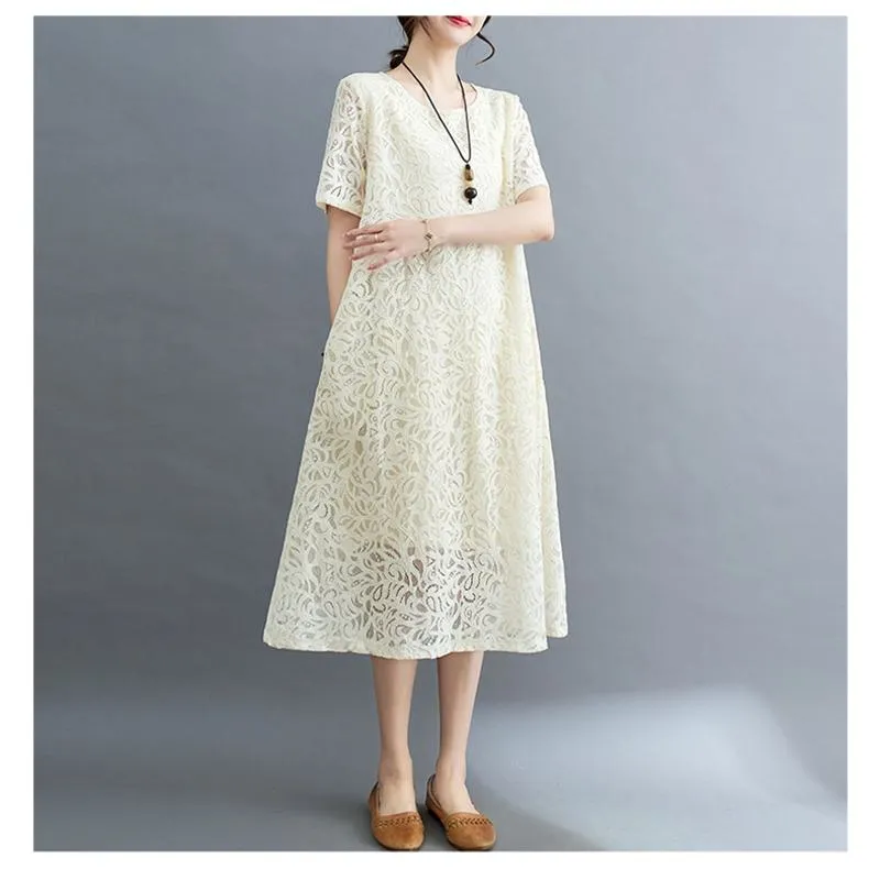 Lace Plus Slimming Round Neck Quality Dress