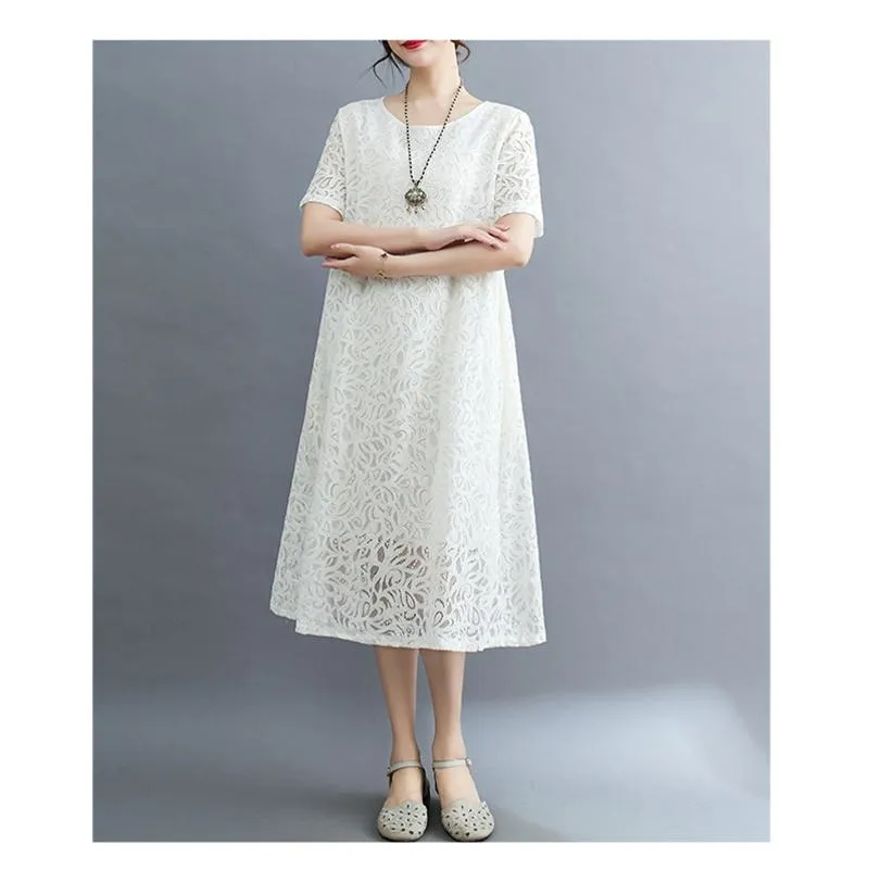 Lace Plus Slimming Round Neck Quality Dress