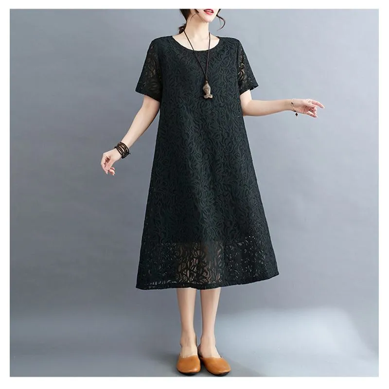 Lace Plus Slimming Round Neck Quality Dress