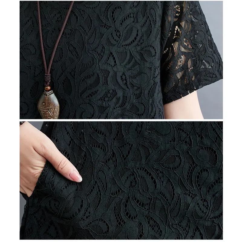 Lace Plus Slimming Round Neck Quality Dress