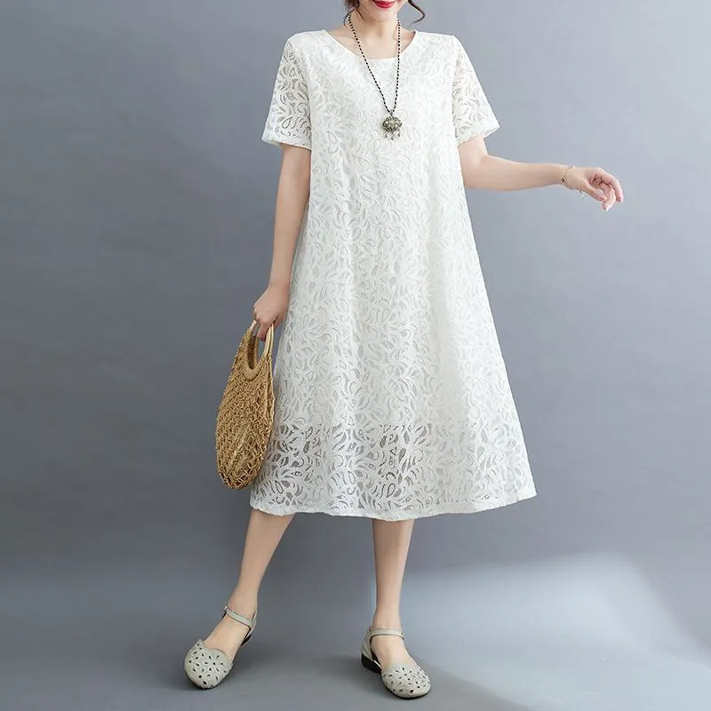 Lace Plus Slimming Round Neck Quality Dress