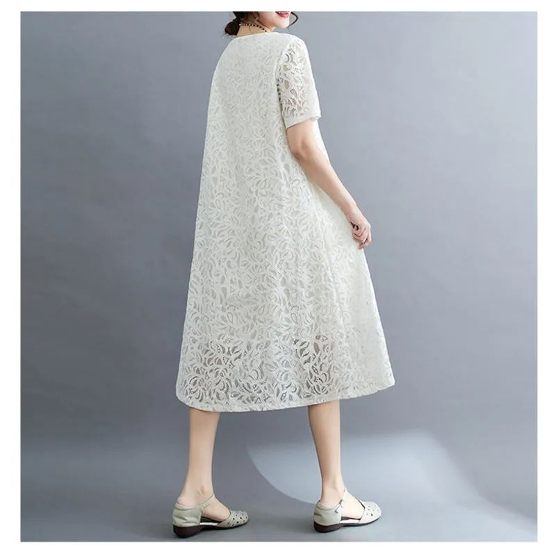 Lace Plus Slimming Round Neck Quality Dress
