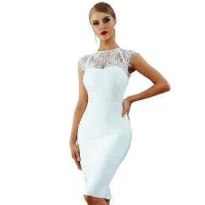 Lace Short Sleeve Hollow Out Bodycon Dresses For Women