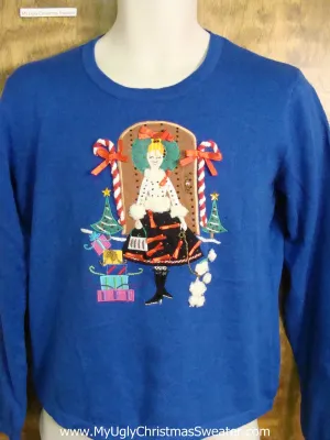 Lady and Two Westie Dogs Funny Christmas Sweater