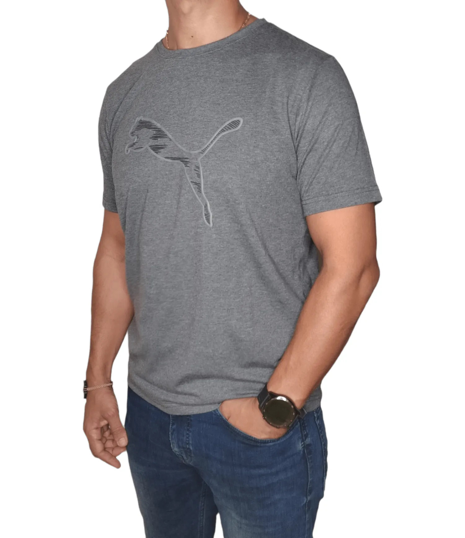 Men Tshirt (local made Puma) - Dark Grey