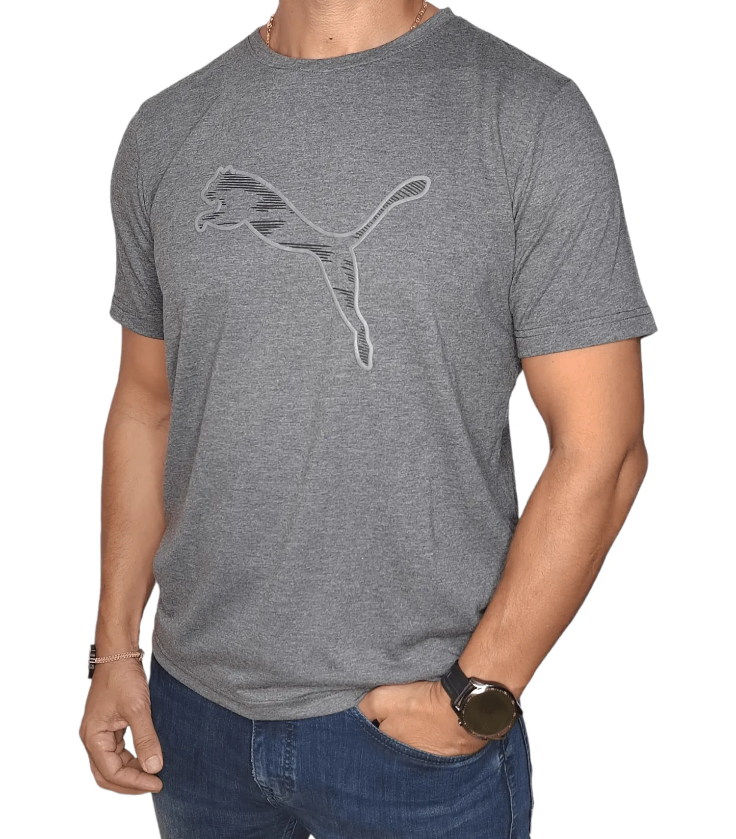 Men Tshirt (local made Puma) - Dark Grey