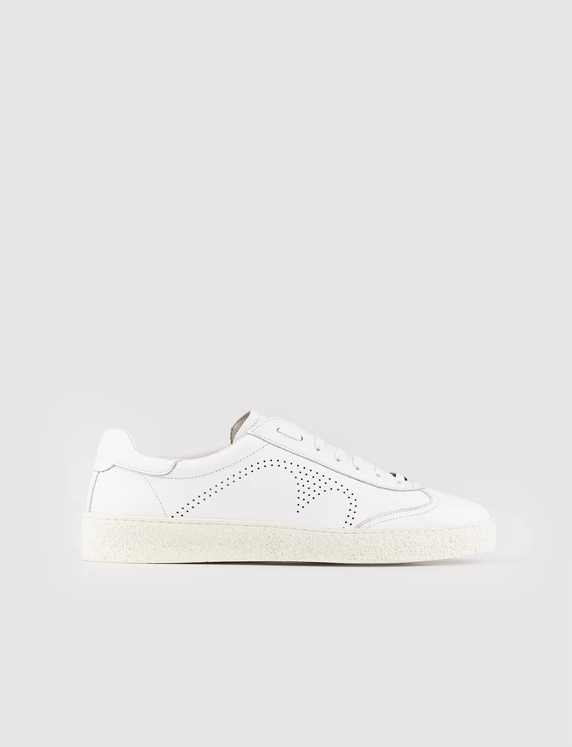 Men White Genuine Leather Lace Up Front Sneakers