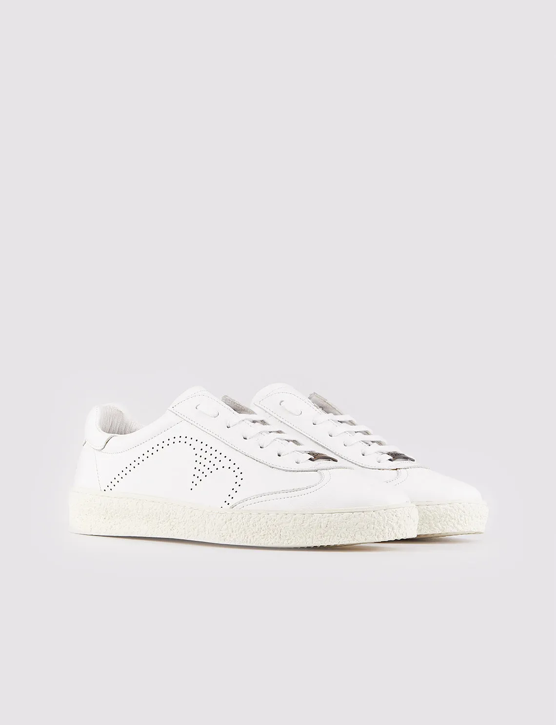 Men White Genuine Leather Lace Up Front Sneakers