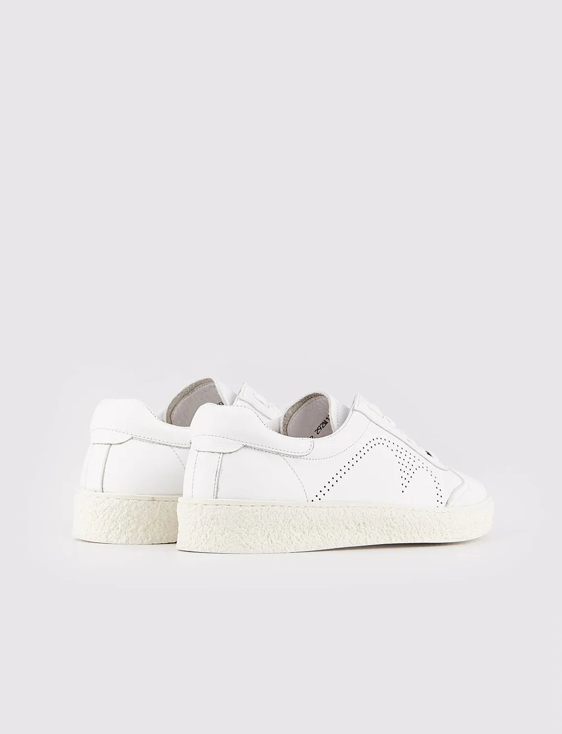 Men White Genuine Leather Lace Up Front Sneakers