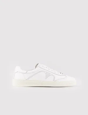 Men White Genuine Leather Lace Up Front Sneakers