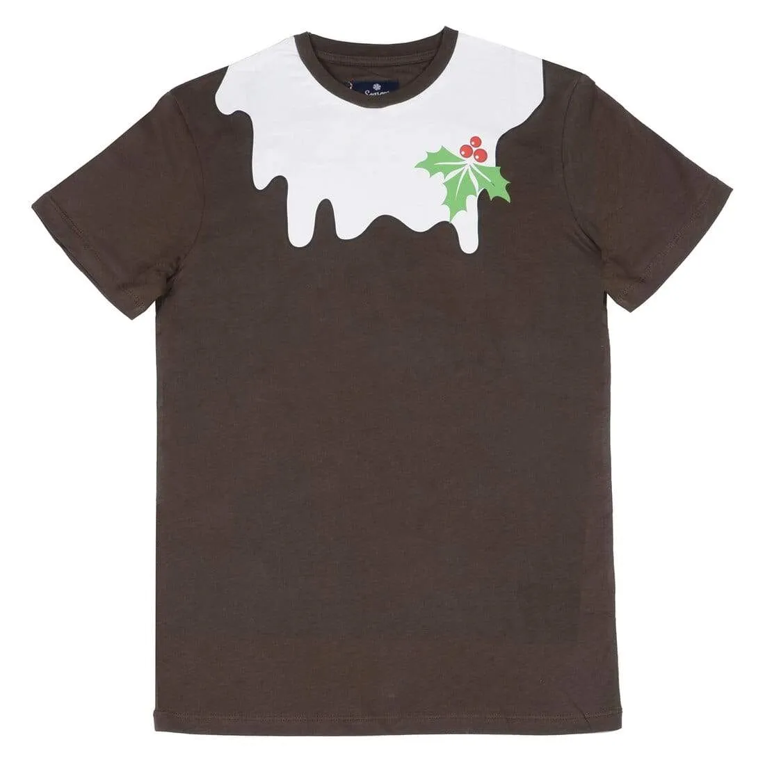 Mens Christmas T-Shirt Xmas Pudding Holly Fun Party Top