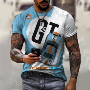 Mens Retro Gt Car Print Short Sleeve T-Shirt