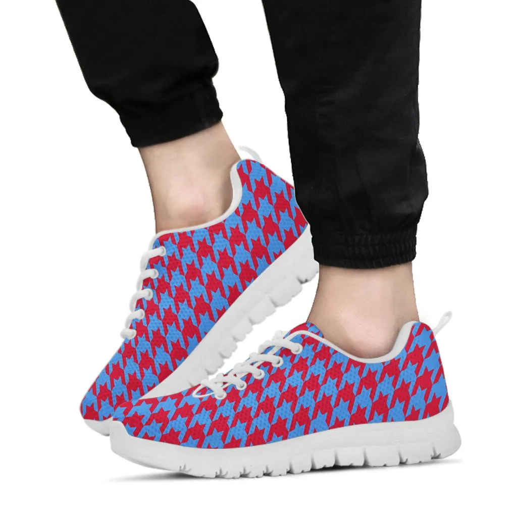 Mesh Sneaker_LT-Blue on Red_H_HT Pattern