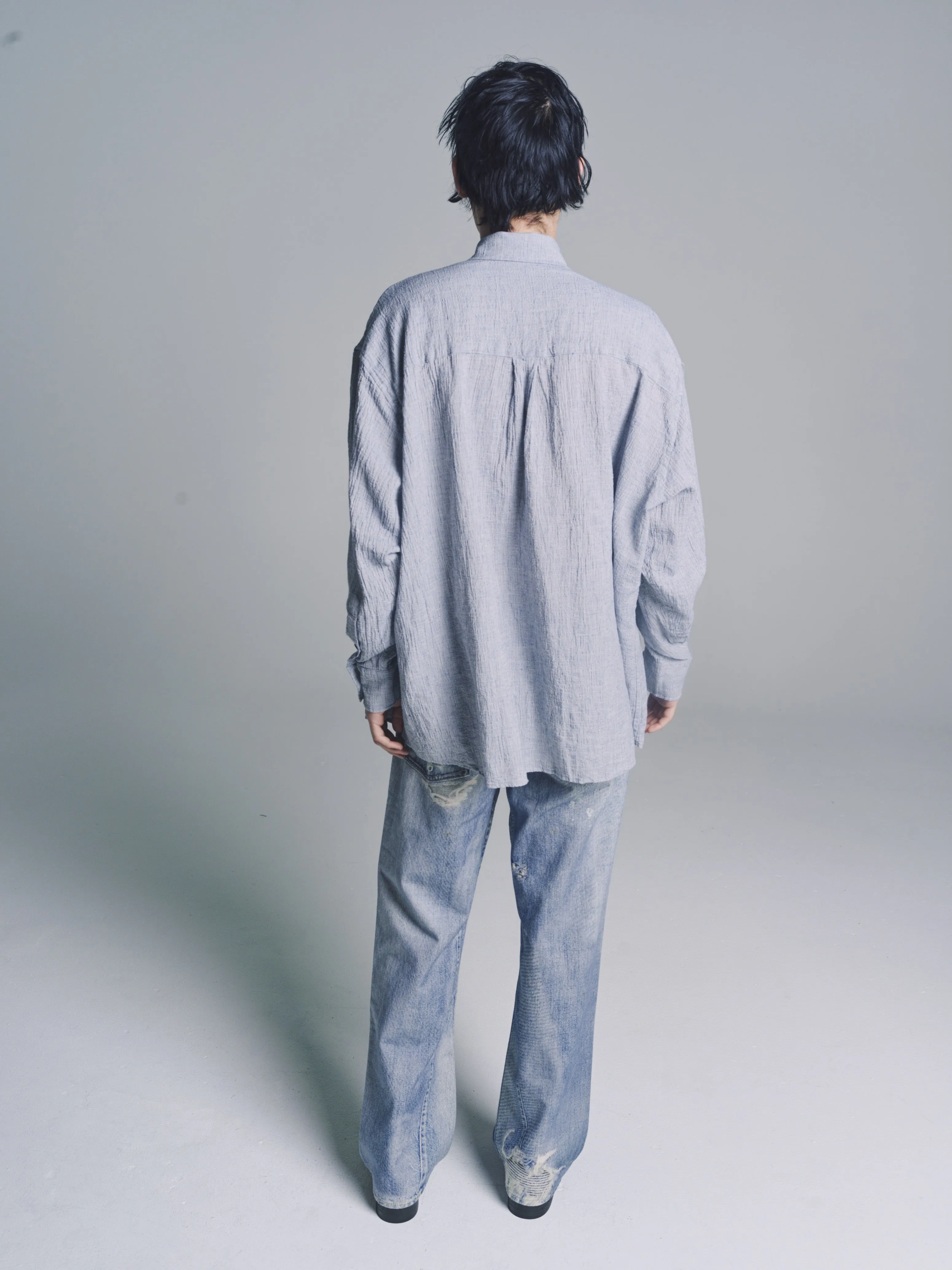 Mid Blue Burlington Seersucker Borrowed BD Shirt