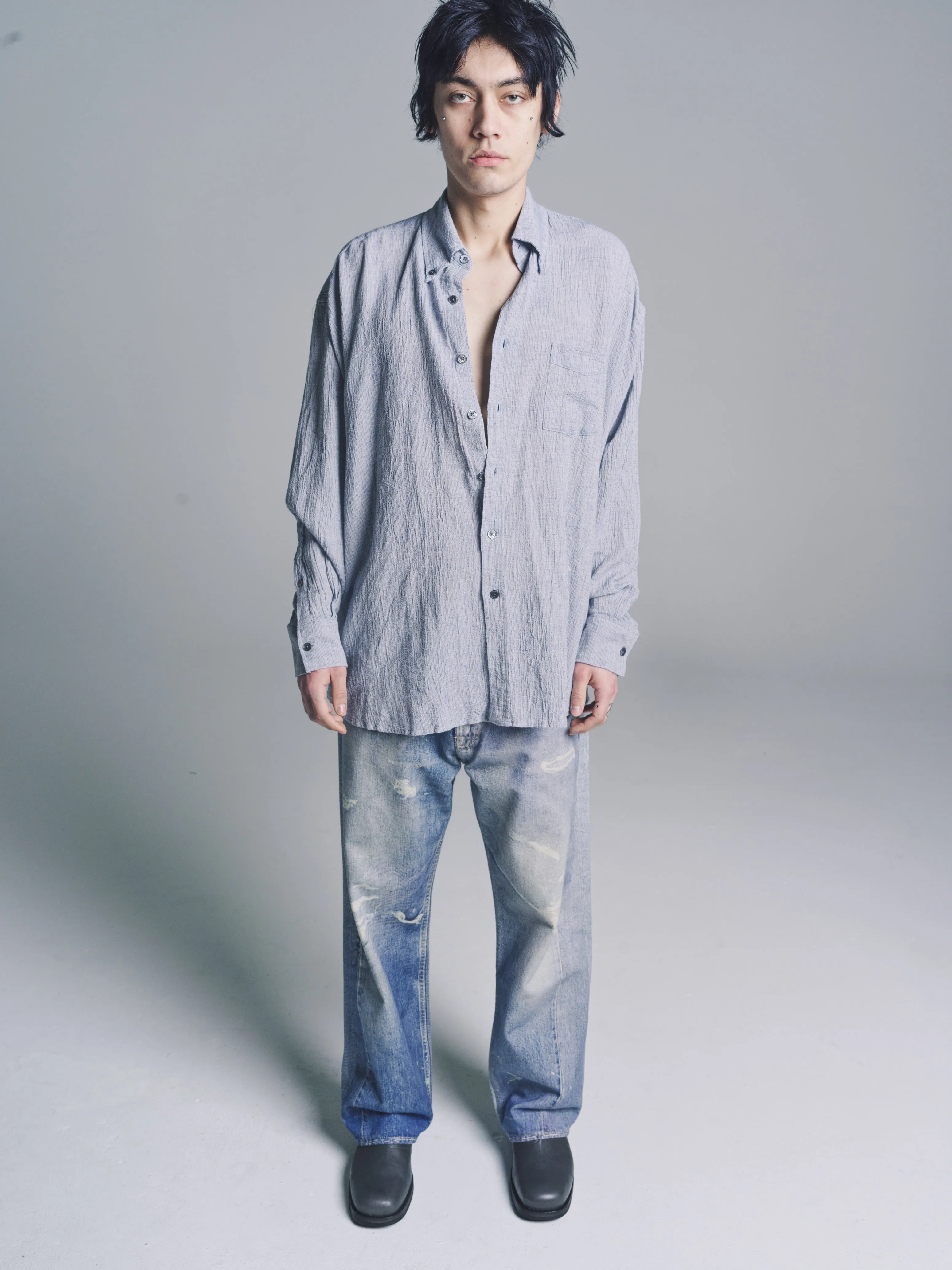 Mid Blue Burlington Seersucker Borrowed BD Shirt