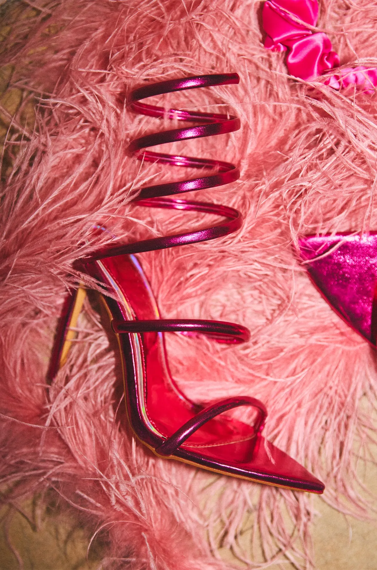 Nathalie Around The Ankle Coil High Heels - Pink