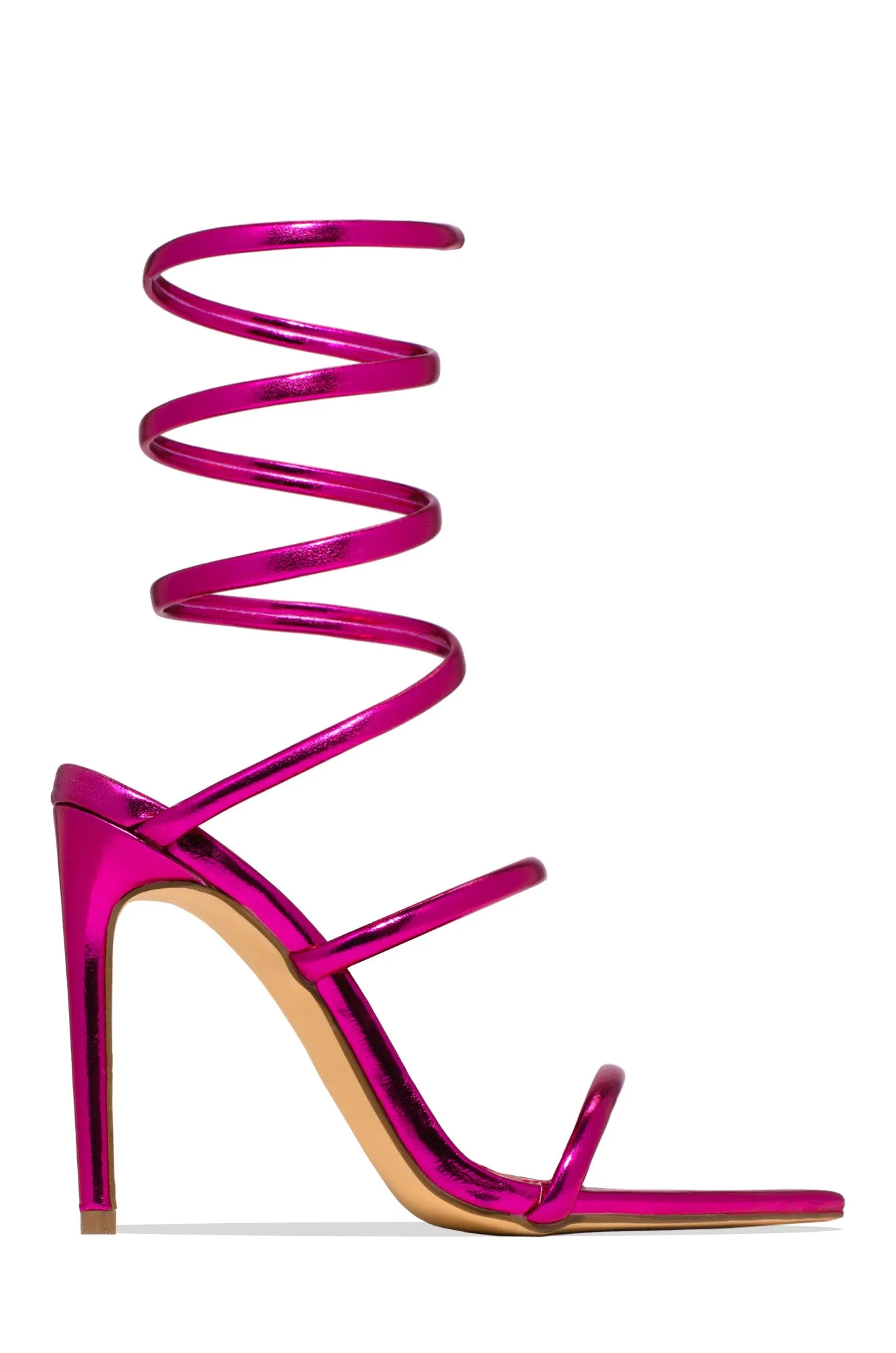 Nathalie Around The Ankle Coil High Heels - Silver