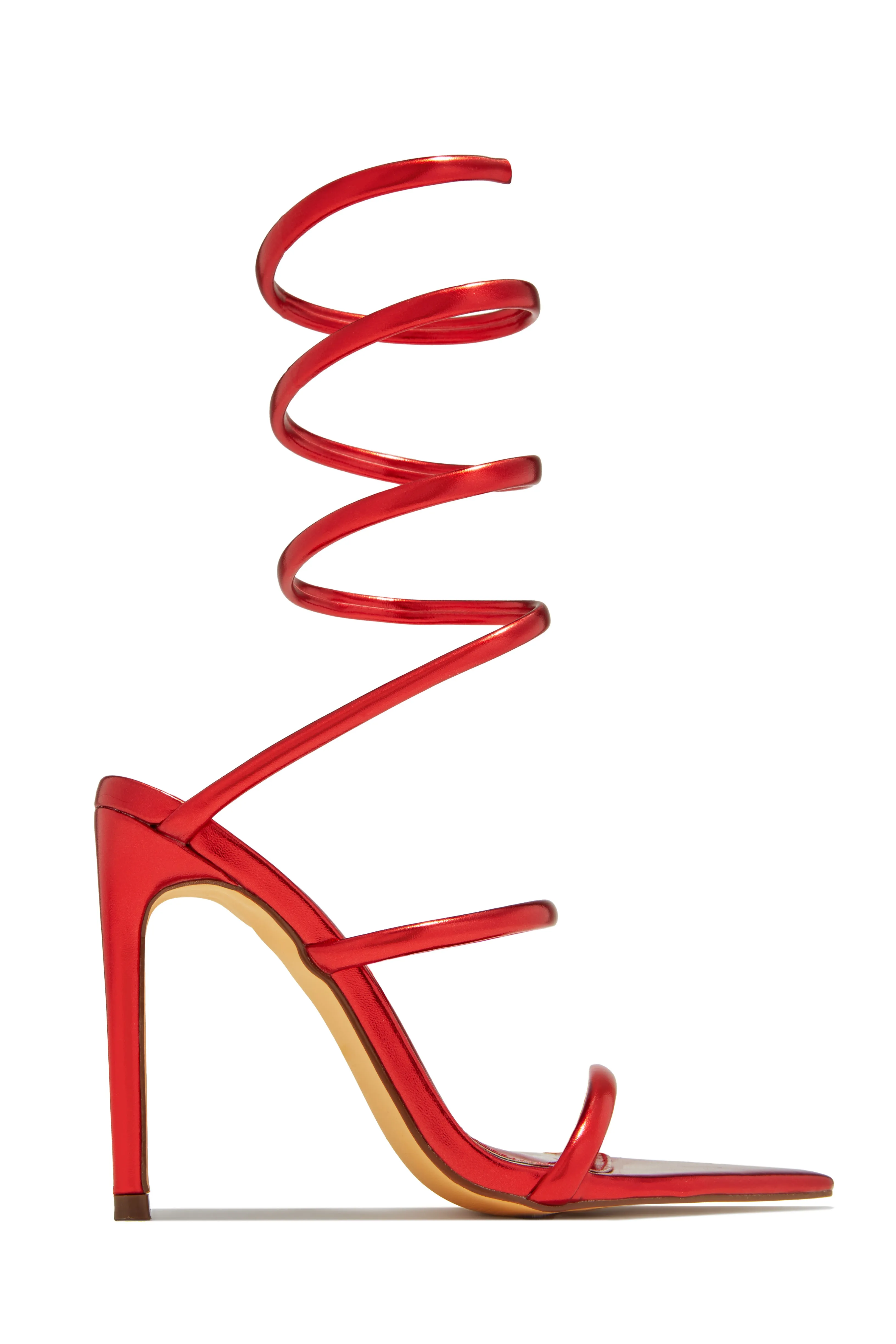 Nathalie Around The Ankle Coil High Heels - Silver