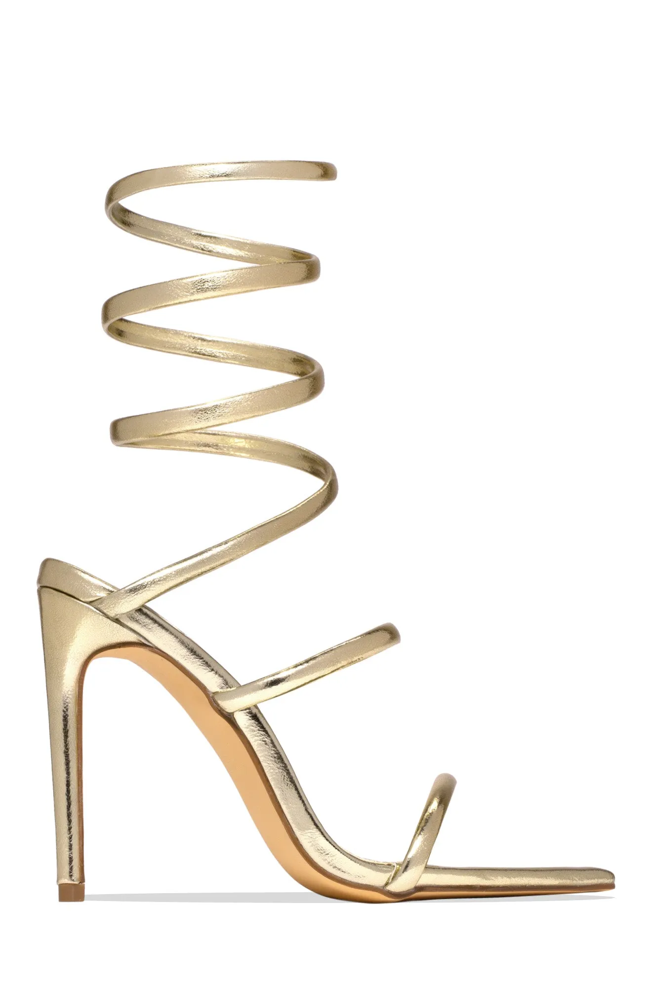Nathalie Around The Ankle Coil High Heels - Silver