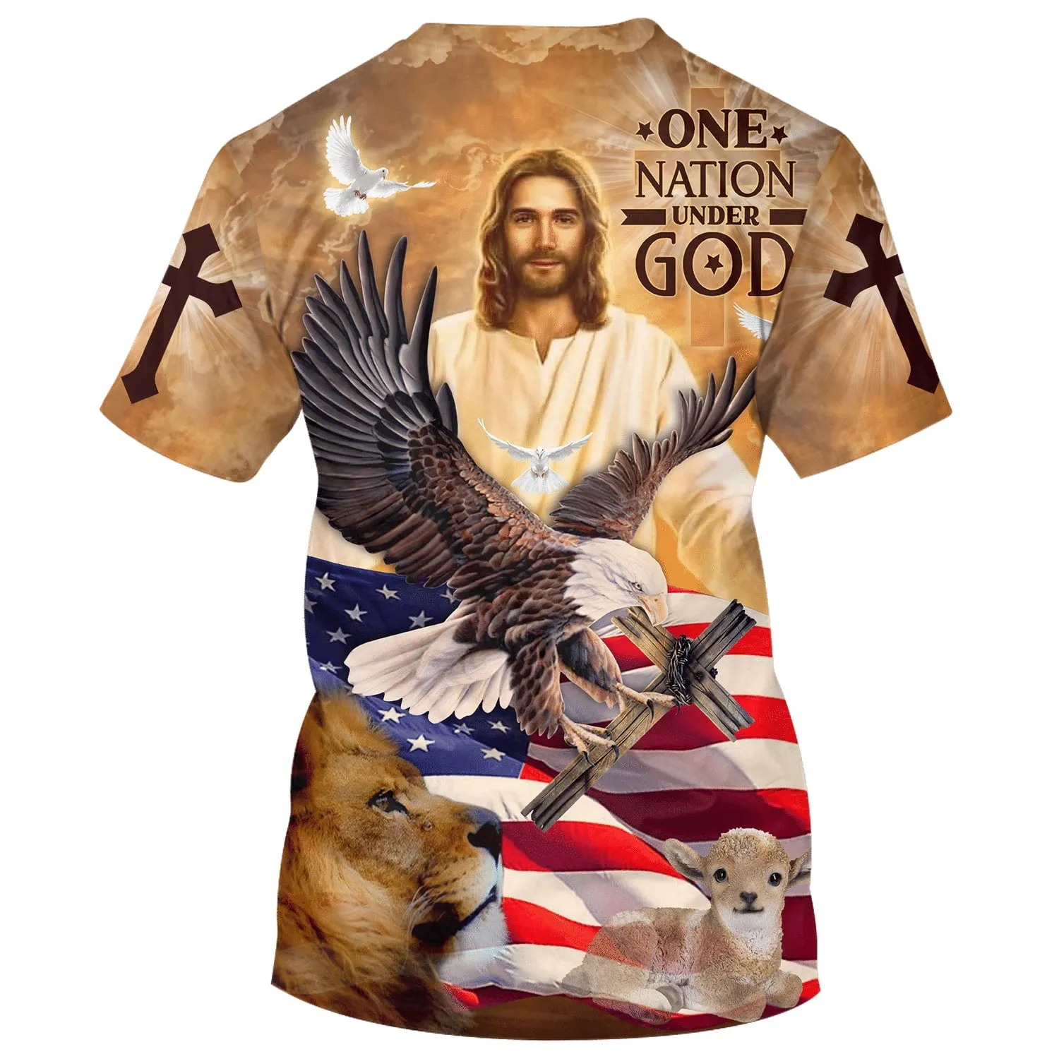 On Nation Under God American 3d All Over Print Shirt - Christian 3d Shirts For Men Women