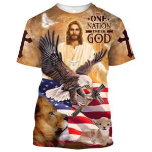 On Nation Under God American 3d All Over Print Shirt - Christian 3d Shirts For Men Women