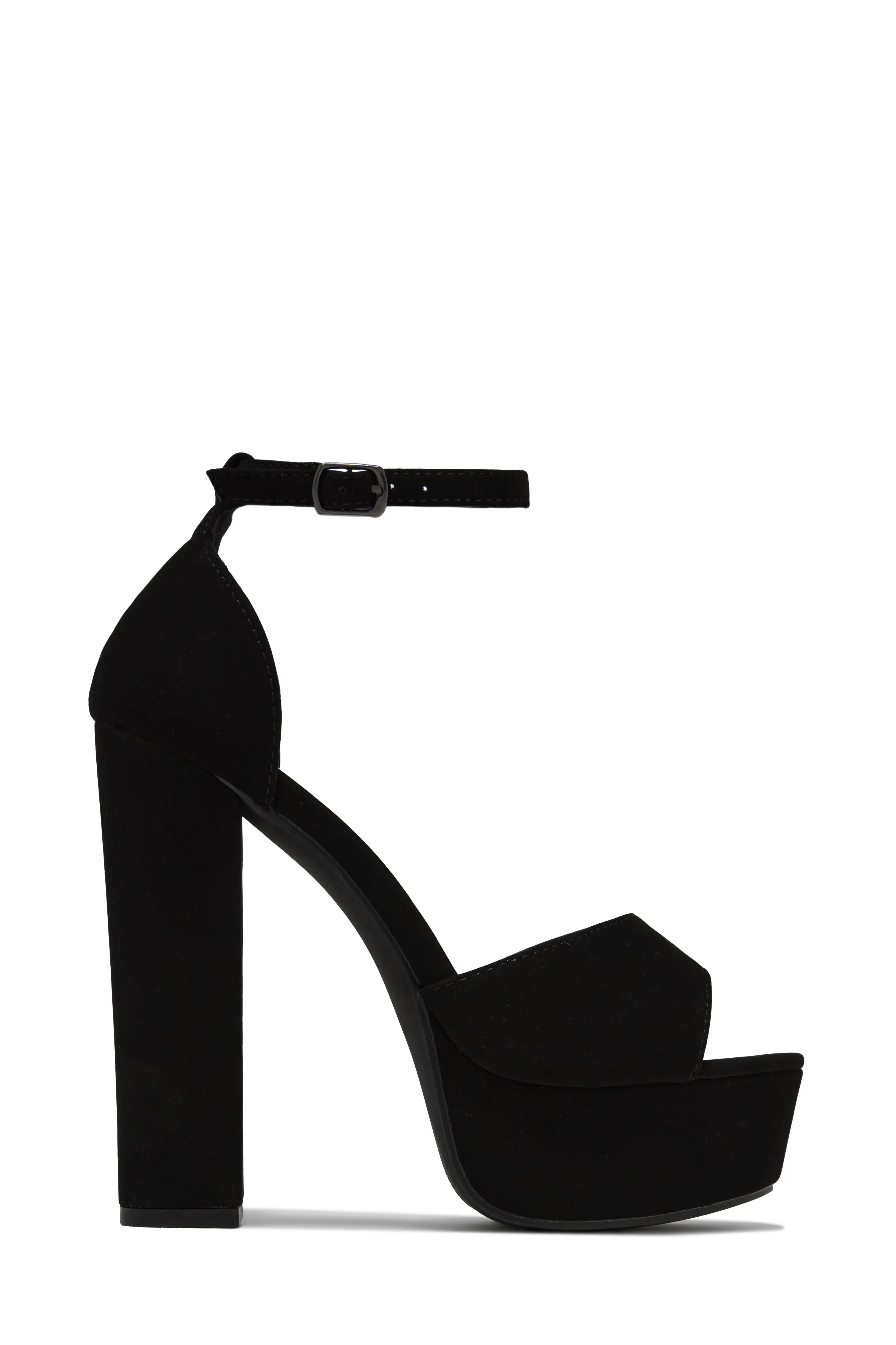 Penelope Platform Block High Heels - Black