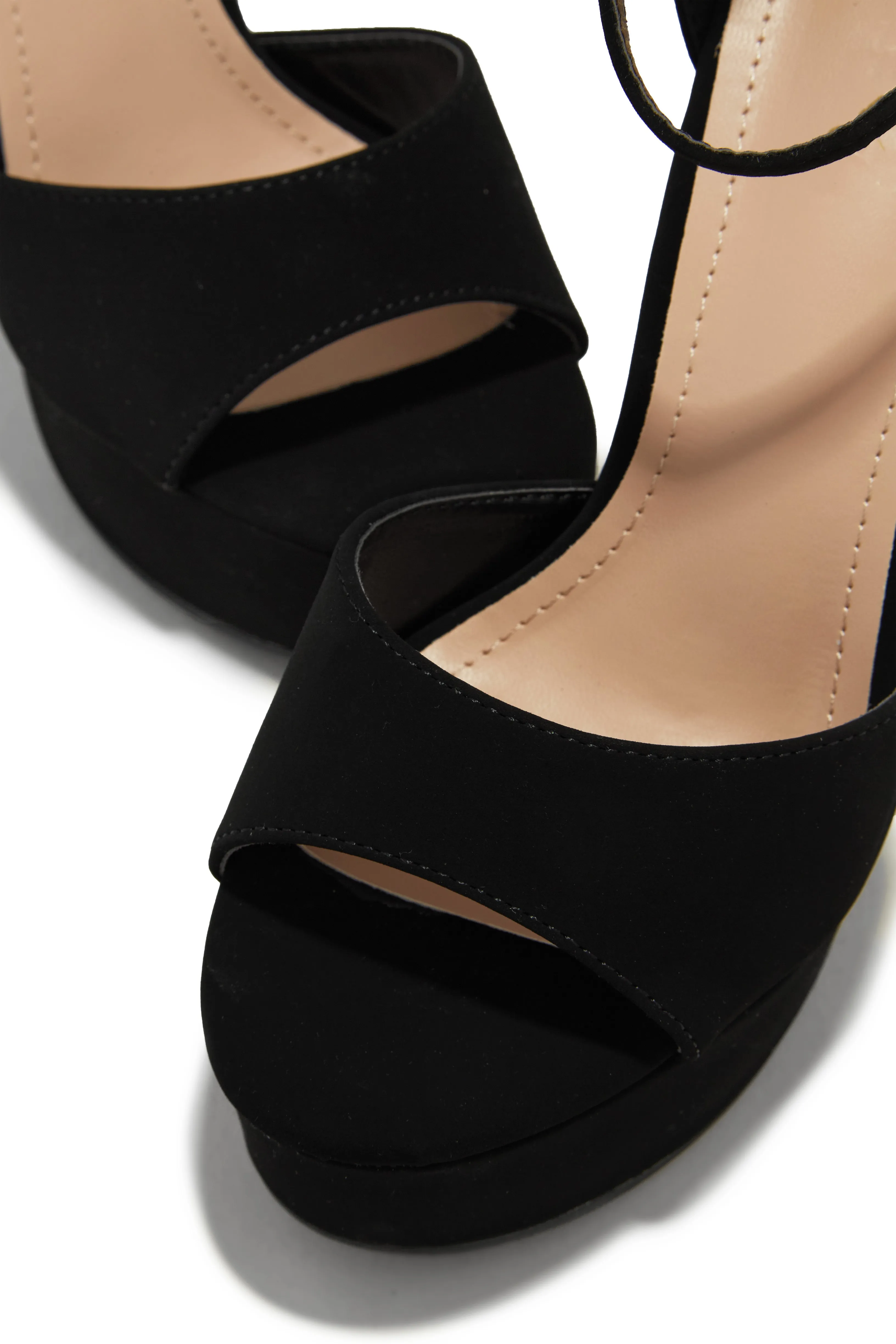Penelope Platform Block High Heels - Black