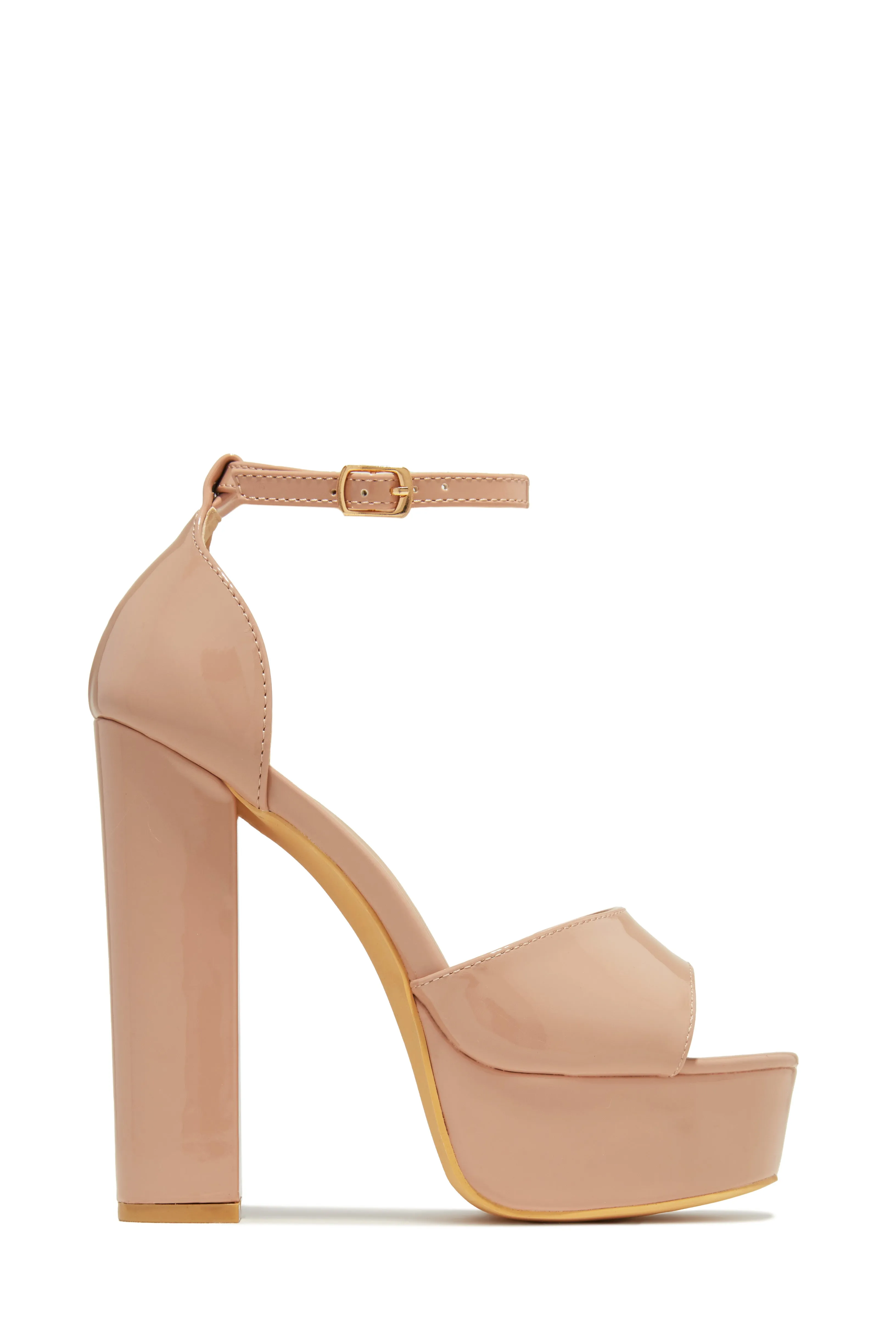 Penelope Platform Block High Heels - Nude
