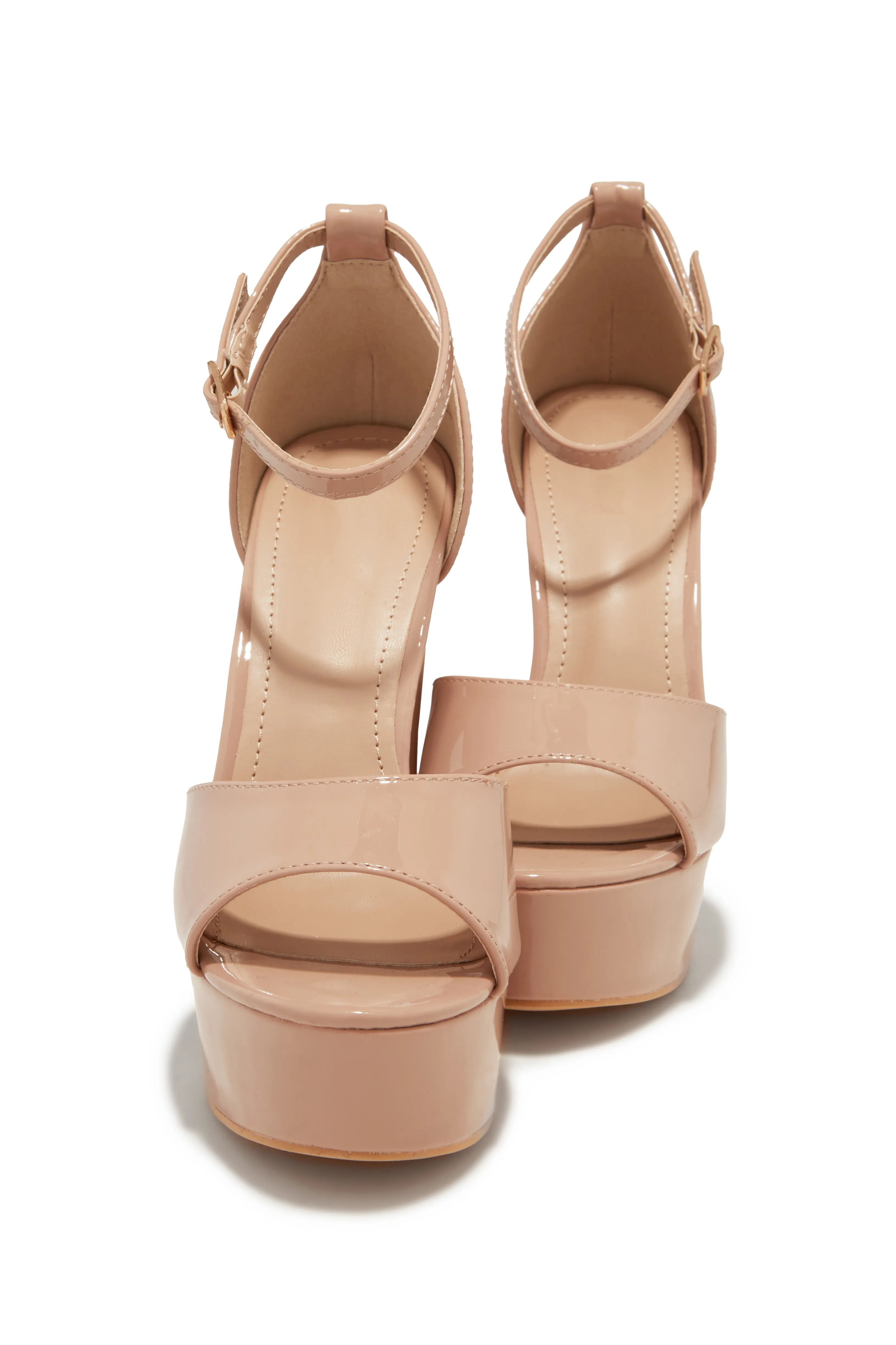 Penelope Platform Block High Heels - Nude