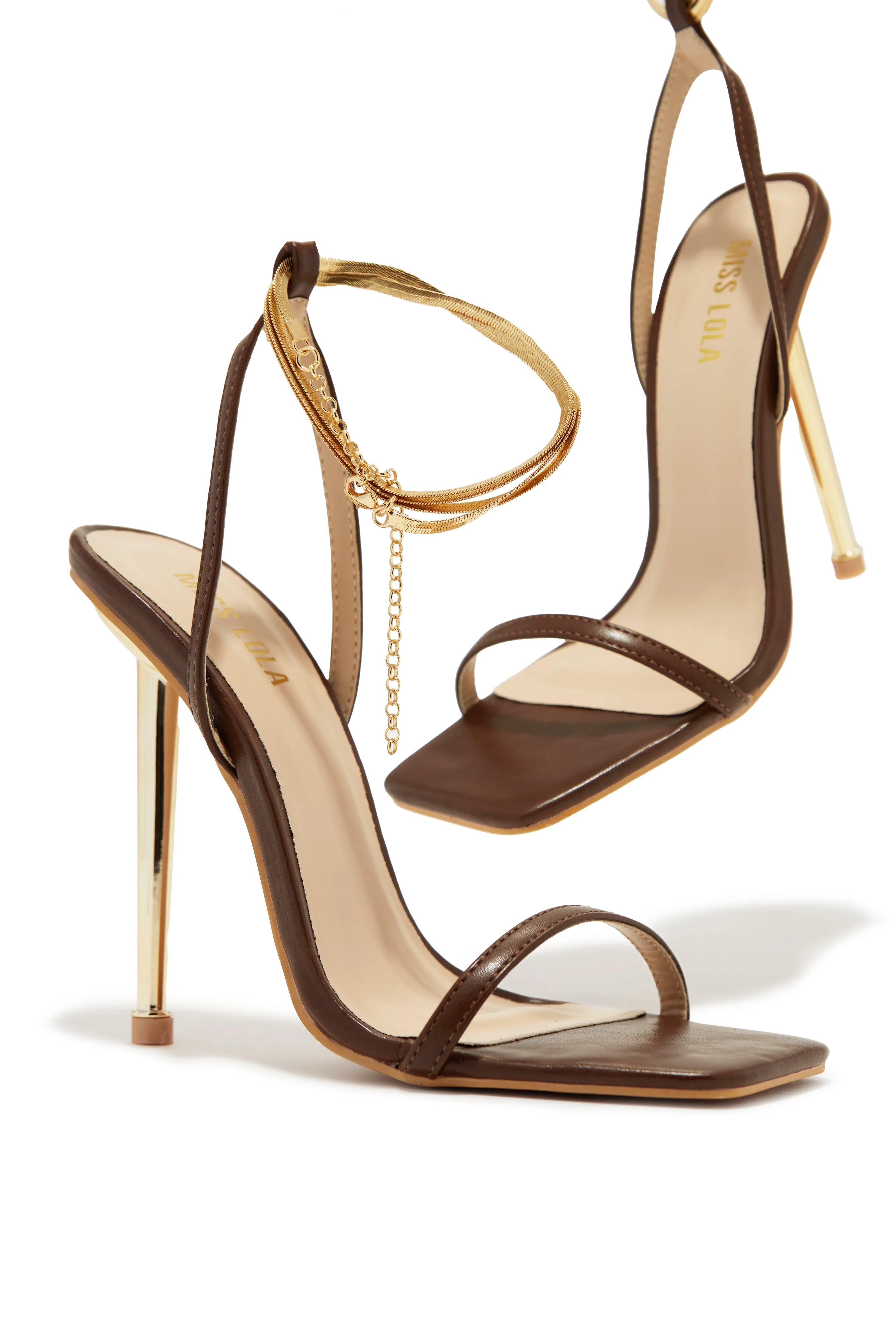 Perfect Affair Single Sole High Heels - Brown