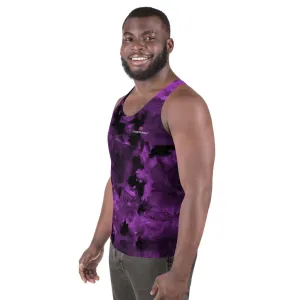 Purple Abstract Unisex Tank Top, Floral Rose Print Men's or Women's Premium Tanks-Made in USA/EU
