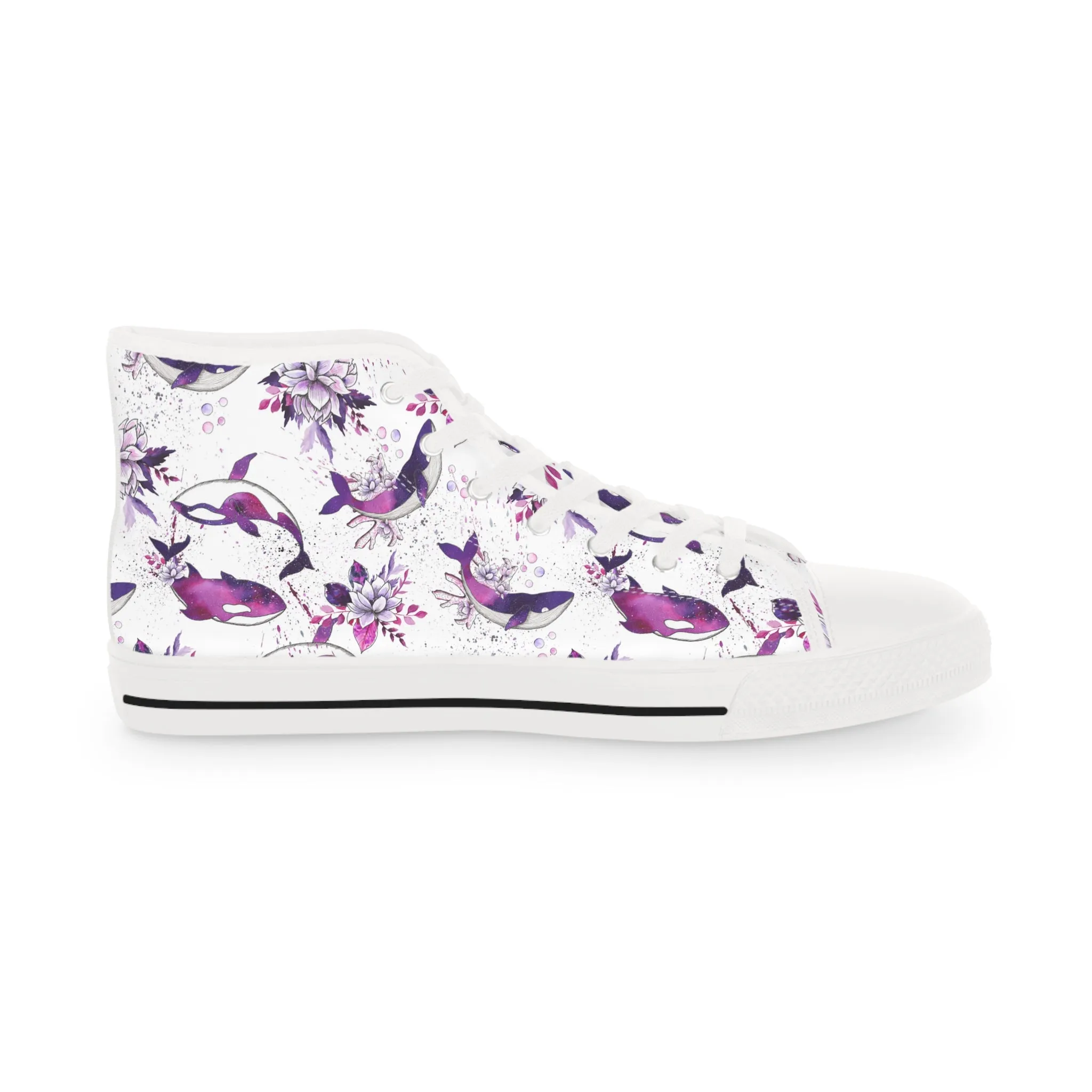 Purple Killer Whales Men's High Top Sneakers