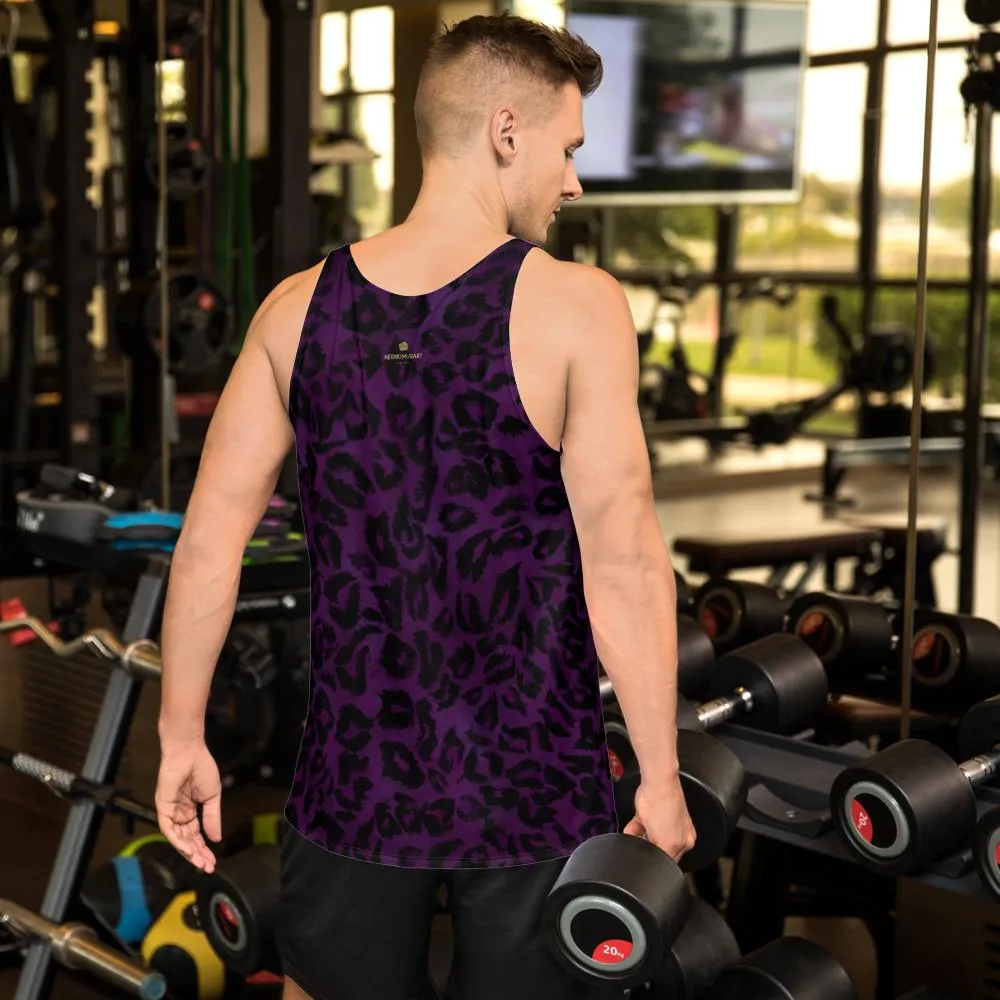 Purple Leopard Tank Top, Animal Print Men's/ Women's Unisex Tank Top- Made in USA/EU