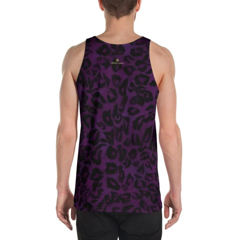 Purple Leopard Tank Top, Animal Print Men's/ Women's Unisex Tank Top- Made in USA/EU
