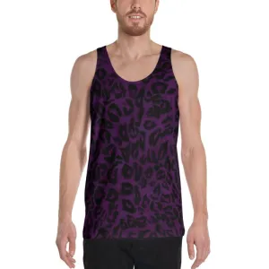 Purple Leopard Tank Top, Animal Print Men's/ Women's Unisex Tank Top- Made in USA/EU