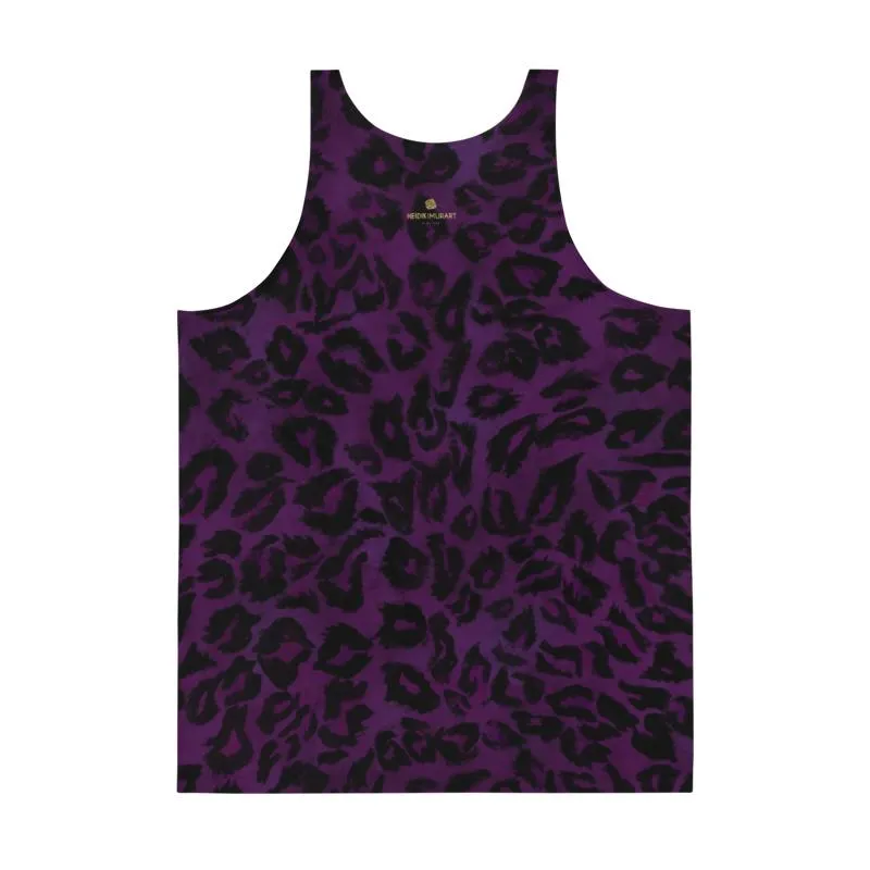Purple Leopard Tank Top, Animal Print Men's/ Women's Unisex Tank Top- Made in USA/EU