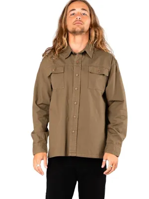 Ripped Off Long Sleeve Overshirt - Rifle Green