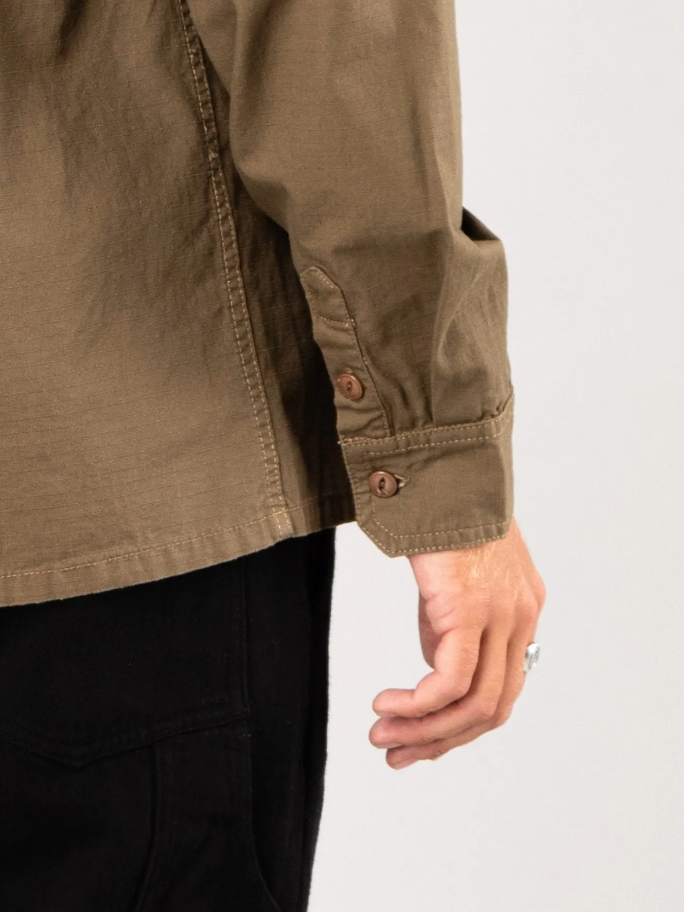 Ripped Off Long Sleeve Overshirt - Rifle Green