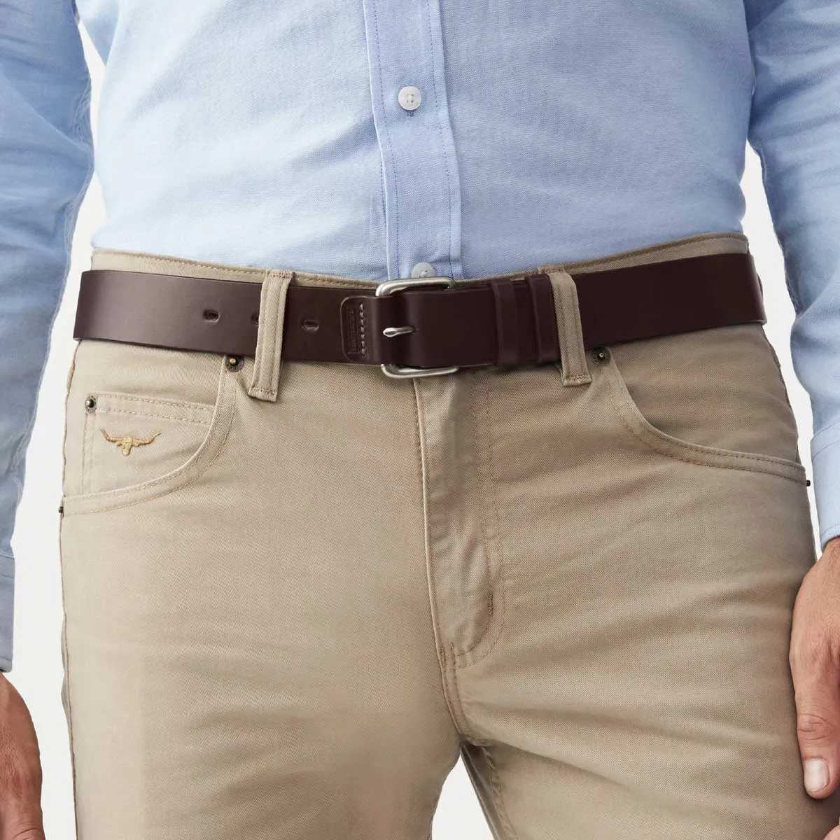 RM WILLIAMS Covered Buckle Belt - Men's CB096 Leather 1.5"  - Chestnut