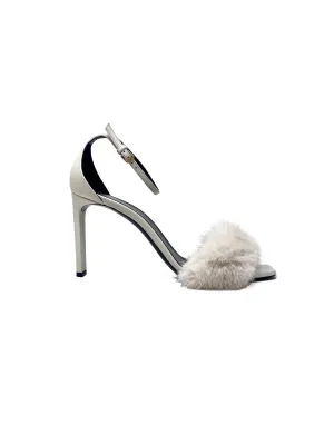Saint Laurent Size 38 'Bea' Mink & Leather Strap High Heels