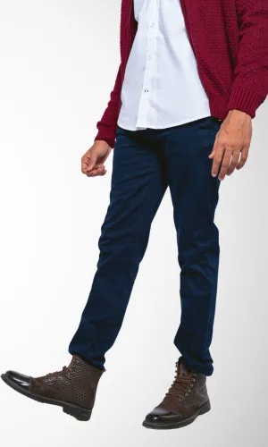 Slim-Fit Trousers Gabardine ( Dark Blue)