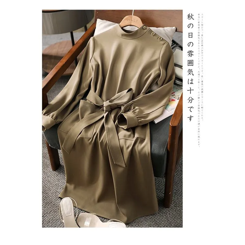 Slimming Versatile Retro Anti-Aging Half-High Collar Dress